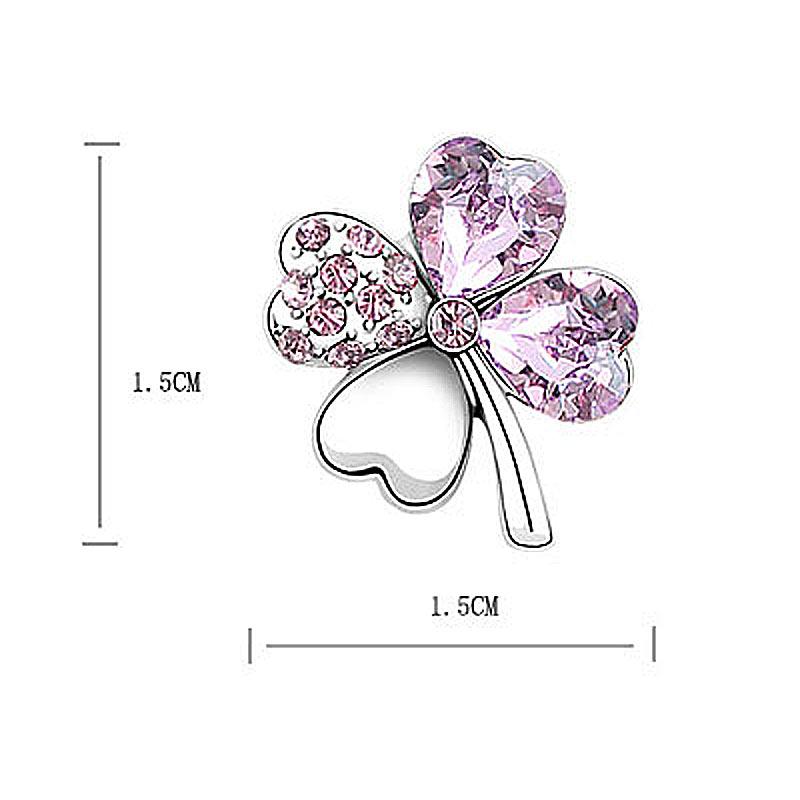 4 Leaf Clover Flower Light Lilac Purple Earrings use Austrian Crystal XE521