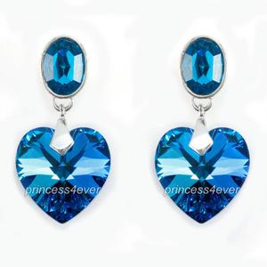 Dangle 6 Carat Blue Heart High Quality Earrings use Austrian Crystal XE562