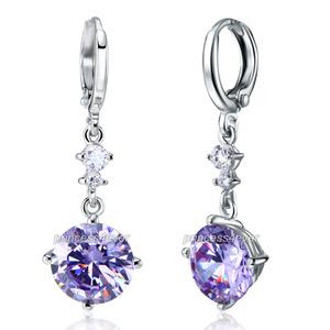 Dangle Heart 2.5 Carat Purple Created Sapphire Earrings XE579