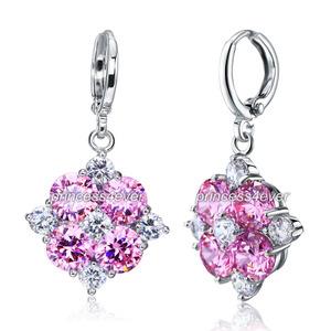 Dangle Flower 2.5 Carat Pink Created Sapphire Earrings XE582