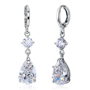 Dangle Bridal Party Tear Drop 3 Carat CZ Cubic Zirconia Earrings XE585