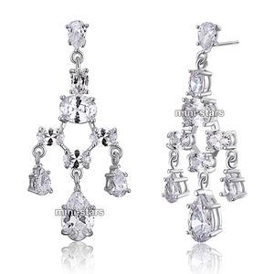 Bridal Wedding Pageant Chandelier CZ Cubic Zirconia Dangle Earrings XE590