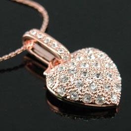 Heart Rose Gold Plated Necklace use Swarovski Crystal XN023