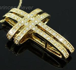 Cross Gold Plated Necklace use Austrian Crystal XN117