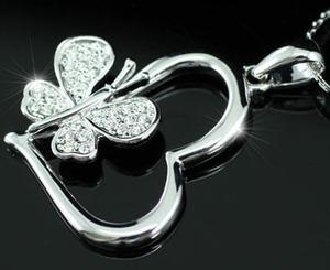Butterfly Heart Necklace use Austrian Crystal XN124