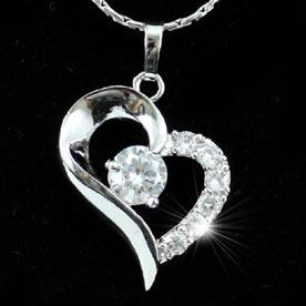 CZ Created Heart Bridesmaid / Fashion Pendant w/ Necklace XN140