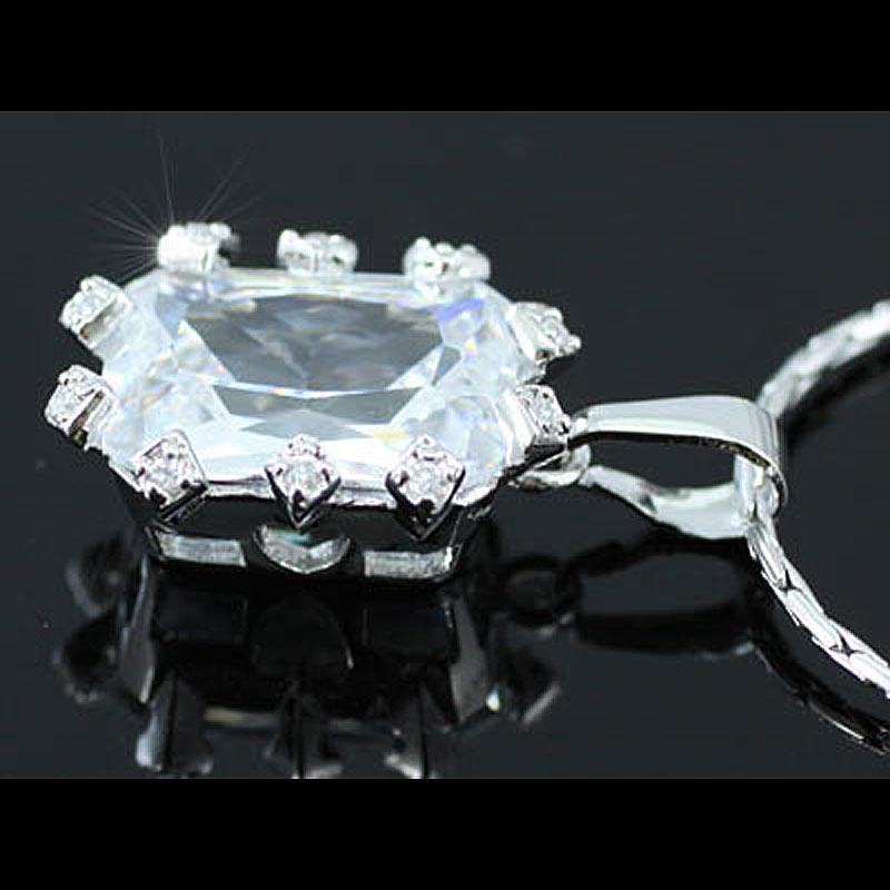 10 Carat Emerald Cut Cubic Zirconia CZ Pendant Necklace XN149