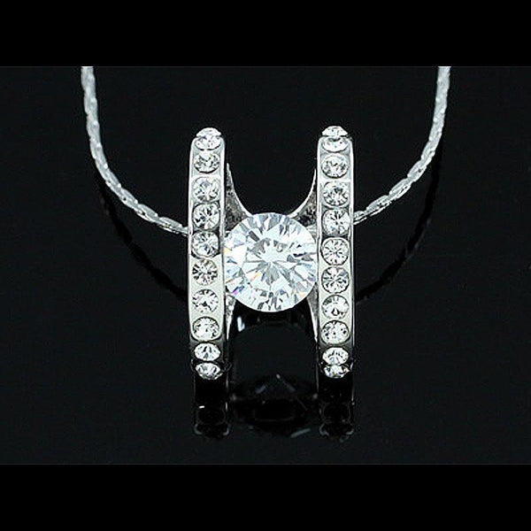 2 Carat Ring Shape Necklace use Austrian Crystal XN213