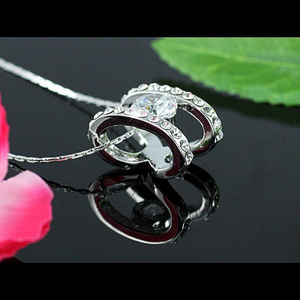 2 Carat Ring Shape Necklace use Austrian Crystal XN213