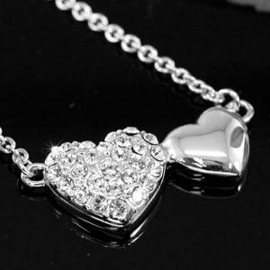 Double Heart Necklace use Austrian Crystal XN214