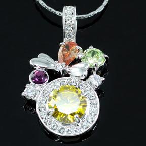 3.5 Carat Created Topaz Necklace use Austrian Crystal XN216