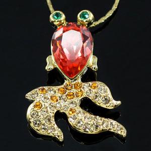 Gold Fish Necklace use Swarovski Crystal XN226