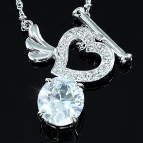 6 Carat CZ Created Heart Necklace use Austrian Crystal XN233