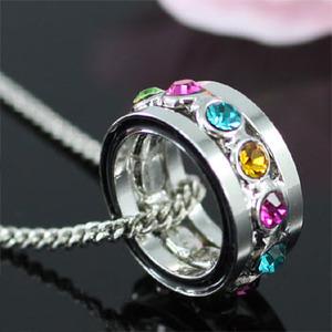 Multi-Color Ring Pendant Necklace use Swarovski Crystal XN242