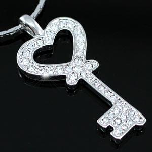 Love Key Pendant Necklace w/ Swarovski Crystal XN250