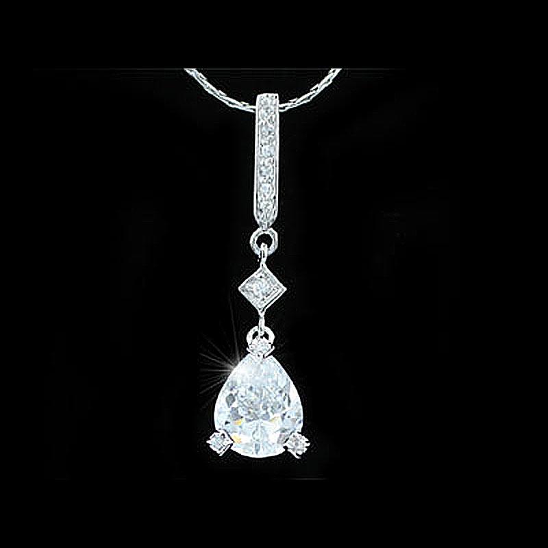 2 Carat Pear Cut Created Diamond Pendant Necklace XN254