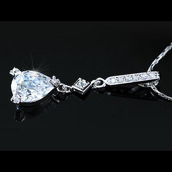 2 Carat Pear Cut Created Diamond Pendant Necklace XN254