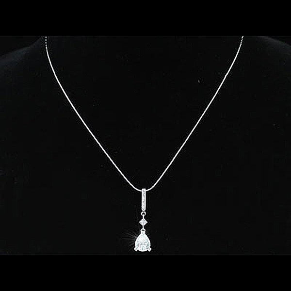 2 Carat Pear Cut Created Diamond Pendant Necklace XN254