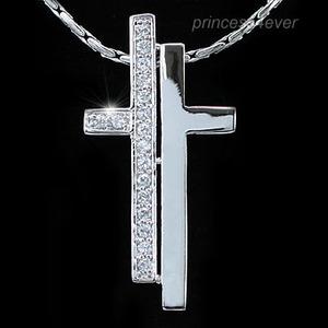 Simulated Diamond Stylish Cross Pendant w/ Necklace XN258