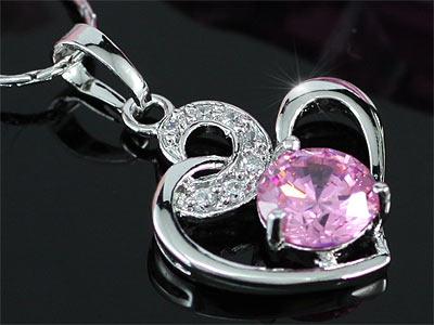 1.25 Carat Created Pink Sapphire Heart Pendant & Necklace XN260