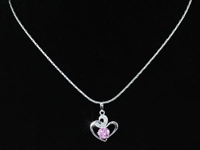 1.25 Carat Created Pink Sapphire Heart Pendant & Necklace XN260