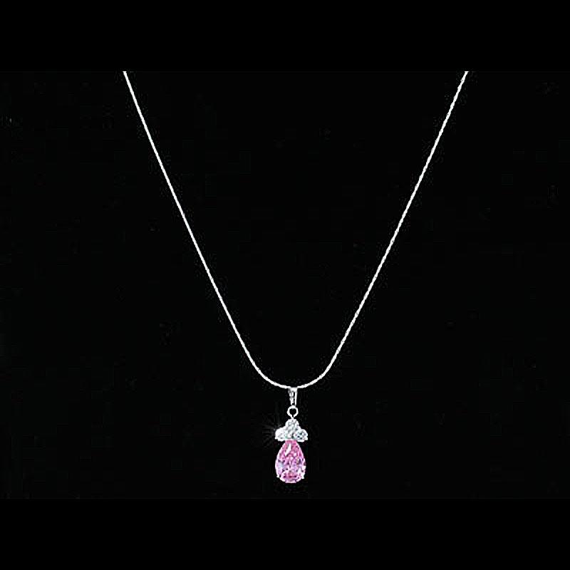 2.5 Carat Pear Cut Pink Created Sapphire Pendant & Necklace XN282