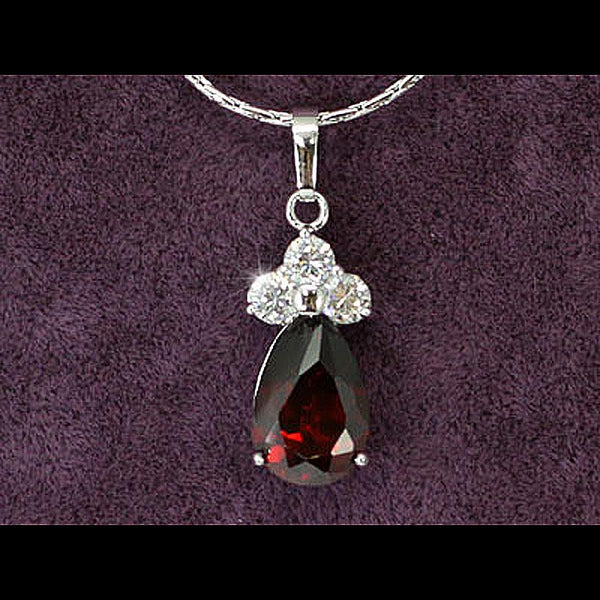 2.5 Carats Pear Cut Ruby Red Stone Pendant Necklace XN283