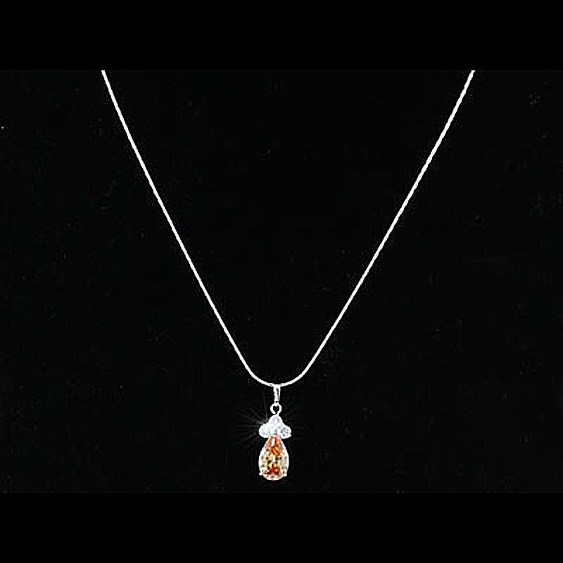2.5 Carat Pear Cut Amber CZ Cubic Zirconia Pendant & Necklace XN284