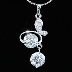 3 Carat Butterfly CZ Cubic Zirconia Pendant Necklace XN290