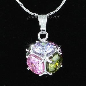 7.5 Carat Multi-Color Created Topaz Cube Necklace XN296