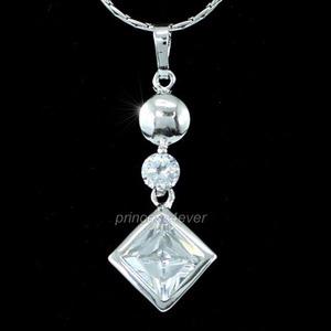 Sparkling 2 Carat CZ Cubic Zirconia 18K Pendant & Necklace XN297