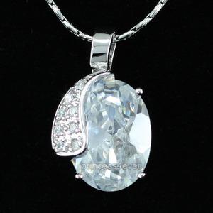 8 Carat Oval Cut CZ Cubic Zirconia Pendant & Necklace XN304