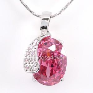 8 Carat Pink Created Sapphire Pendant &amp; Necklace XN305
