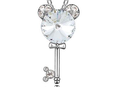 3 Carat Mickey Love Key Necklace use Austrian Crystal XN317