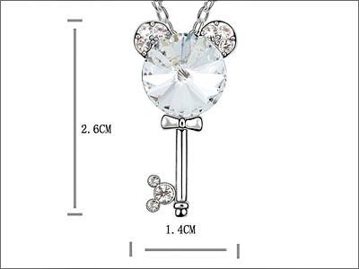 3 Carat Mickey Love Key Necklace use Austrian Crystal XN317