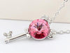 Load image into Gallery viewer, 3 Carat Pink Mickey Love Key Necklace use Austrian Crystal XN320