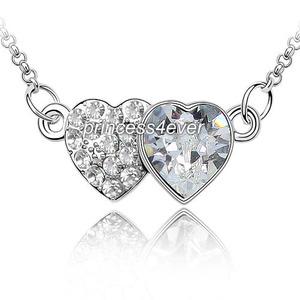 Double Heart Necklace use Austrian Crystal XN321