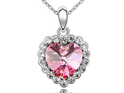 3 Carat Pink Heart Necklace use Austrian Crystal XN333