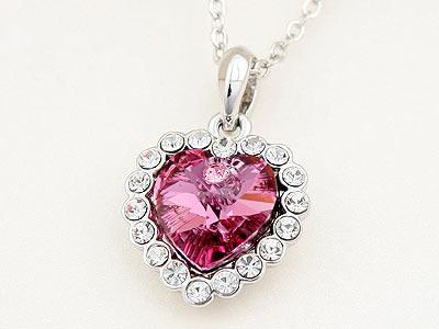 3 Carat Pink Heart Necklace use Austrian Crystal XN333