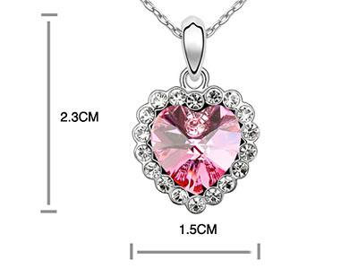 3 Carat Pink Heart Necklace use Austrian Crystal XN333