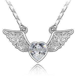 Angel Wing Heart Necklace use Austrian Crystal XN337