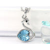 Load image into Gallery viewer, 3 Carat Aqua Blue Heart Swan Necklace use Austrian Crystal XN364