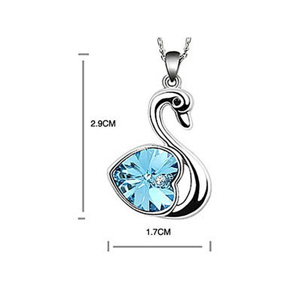 3 Carat Aqua Blue Heart Swan Necklace use Austrian Crystal XN364