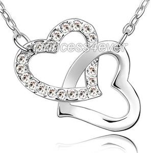 Double Heart Necklace use Austrian Crystal XN375