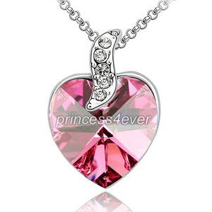 6 Carat Pink Heart Necklace use Austrian Crystal XN381