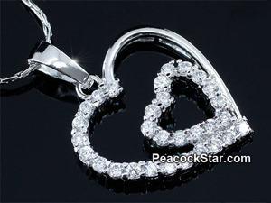 Double Hearts Love 3.5 Carats CZ Simulated Stone Pendant & Necklace XN390