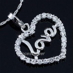 Heart Love 3 Carats CZ Simulated Stone Pendant &amp; Necklace XN392