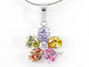 Load image into Gallery viewer, Multi-colour Flower 5 Carats Simulated Topaz Pendant &amp; Necklace XN394