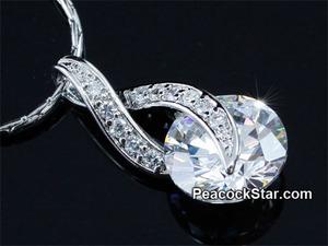High Quality Spakling 3 Carats CZ Simulated Stone Pendant &amp; Necklace XN399