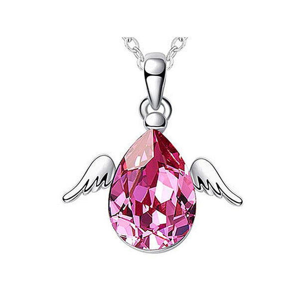 4 Carat Pink Angel Wing Necklace use Austrian Crystal XN404